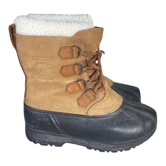 Sorel Men’s Caribou Waterproof Tan Leather Winter Boots Size-10 - Picture 4 of 9